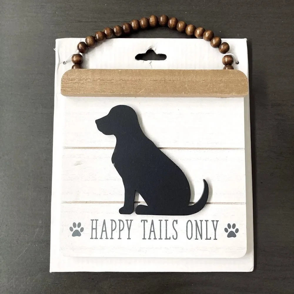 Farmhouse Dog Happy Tails Only Wooden Decor Sign